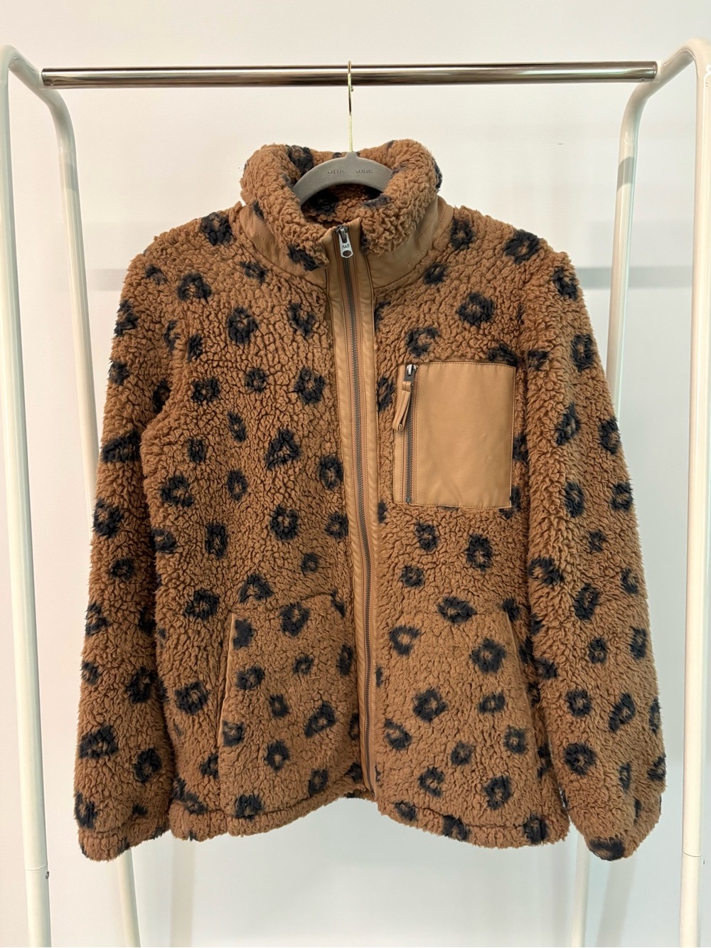 Abercrombie & Fitch Brown Leopard Sherpa Jacket